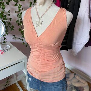 Jacob Peachy Pink Ruched Sleeveless Top